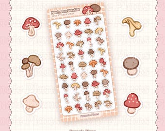 Mushroom Deco Stickers / Mini Fungi Sticker Sheet for Bullet Journals and Planners