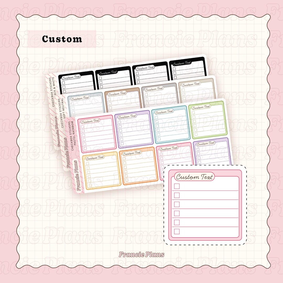 Content List Sticker Custom Checklist Sticker Sheet / Customizable Functional Planner ...