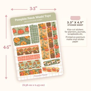 Pumpkin Patch Washi Tape Stickers / Fall Pumpkins Journalling Sticker Sheet, pumpkin crates, cute deco strip stickers