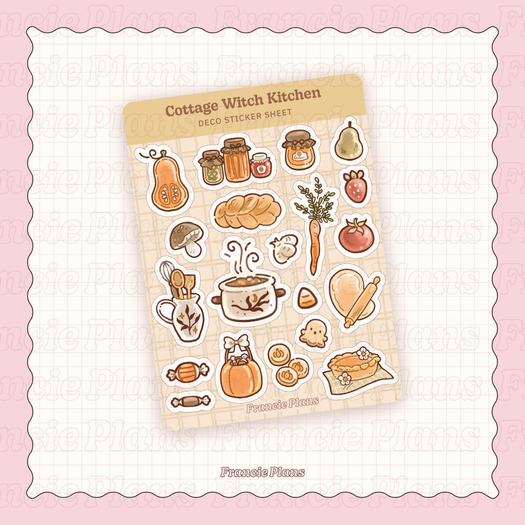 Cottage Witch Kitchen Sticker Sheet / Cottagecore Food Planner Stickers ...