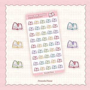 Autocollants représentant un livre ouvert/Feuilles d'autocollants fonctionnelles pour journaux et agendas/Petits gribouillis de lecture, rappel d'étude, habitude de lecture