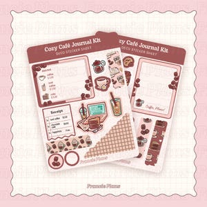 Cozy Cafe Journal Kit / Cute Coffee Themed Kiss-cut Sticker Sheets for Journals, Scrapbooks, and planners / Cafe menu and coffee elements
