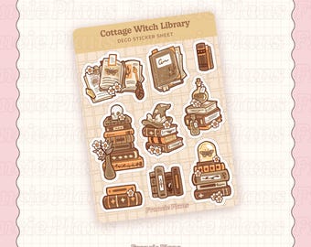 Cottage Witch Library Sticker Sheet / Magical Witch Book Stickers