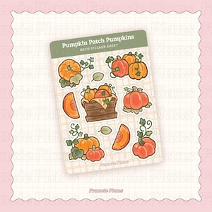 May include: A sticker sheet featuring various orange and red pumpkins with green vines and leaves. The text "Pumpkin Patch Pumpkins" and "DECO STICKER SHEET" are at the top. The artist's name, "Francie Plans", is at the bottom.
