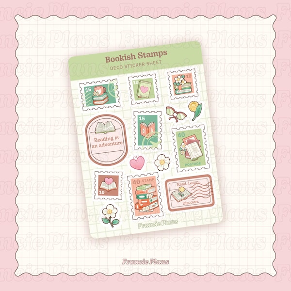 Bookish Stamps Sticker Sheet / Matte Vinyl Planner Stickers
