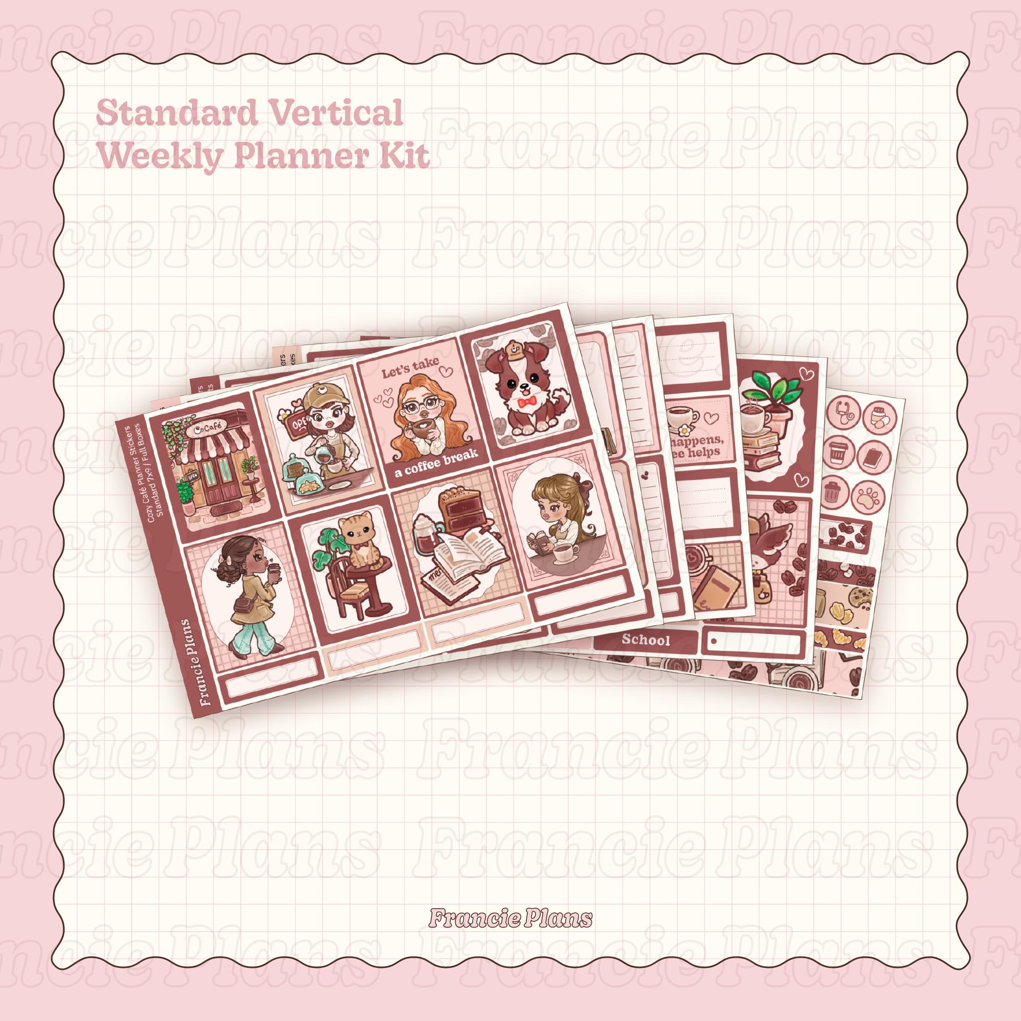 Cozy Cafe Weekly Kit / Coffee Theme Planner Sticker Sheets for Standard 7x9 EC Planners