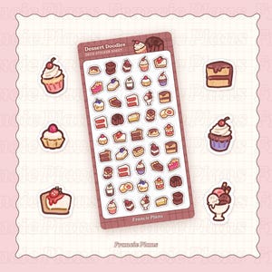 Adesivi scarabocchio per dessert e dolcetti / Foglio di adesivi carini per cibo per Bullet Journal e Planner / Adesivi per cupcake, fette di torta e gelato