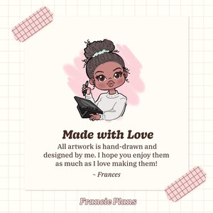 Illustration of me. All artwork in my shop is drawn and designed by me, Francie Plans.
