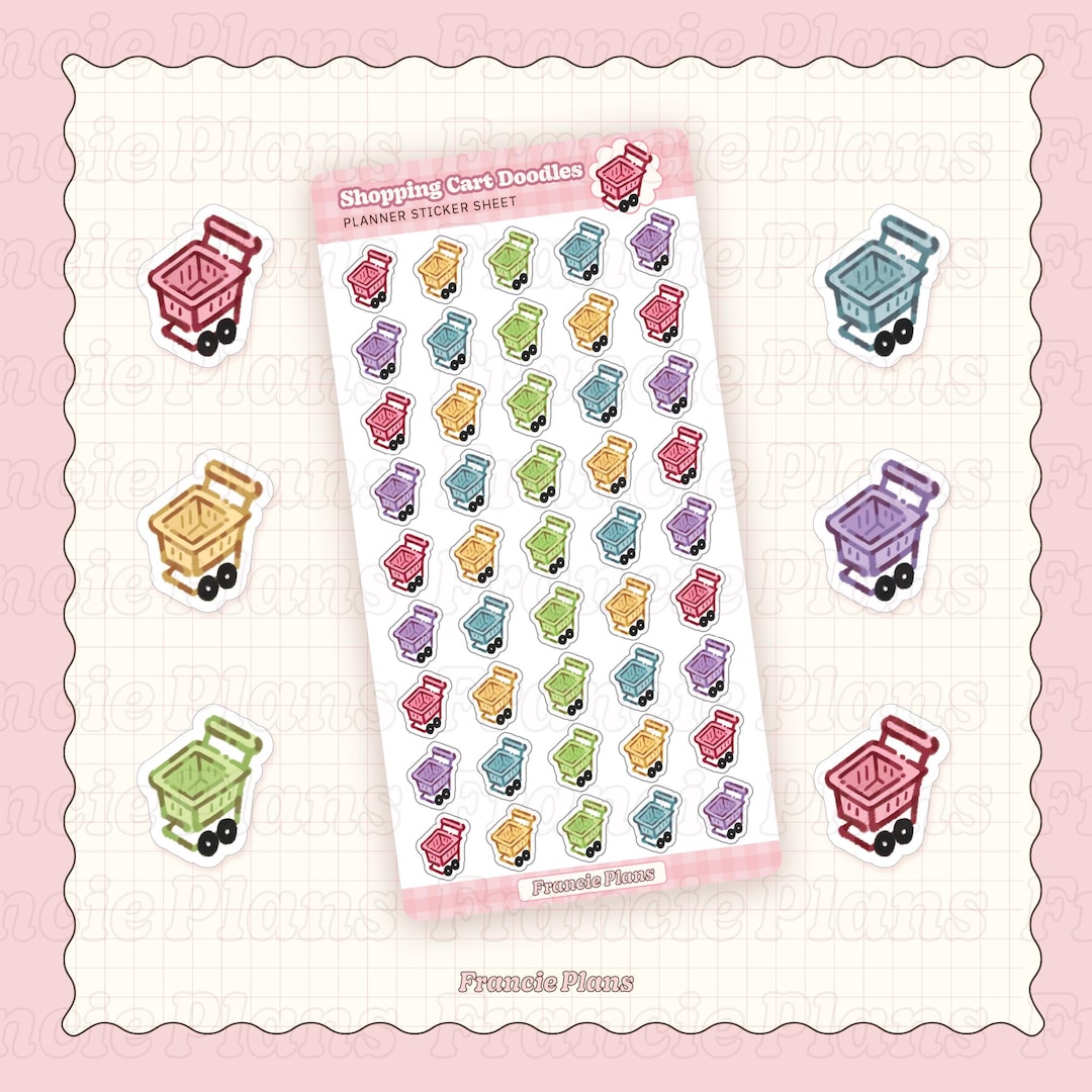 Cart Button Sticker Shopping Cart Icon Stickers / Groceries Tracker, Shopping & Purchase ...