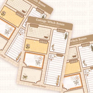 Cottage Witch Boxes Stickers / Functional Blank Note Paper Boxes for Journals & Planners