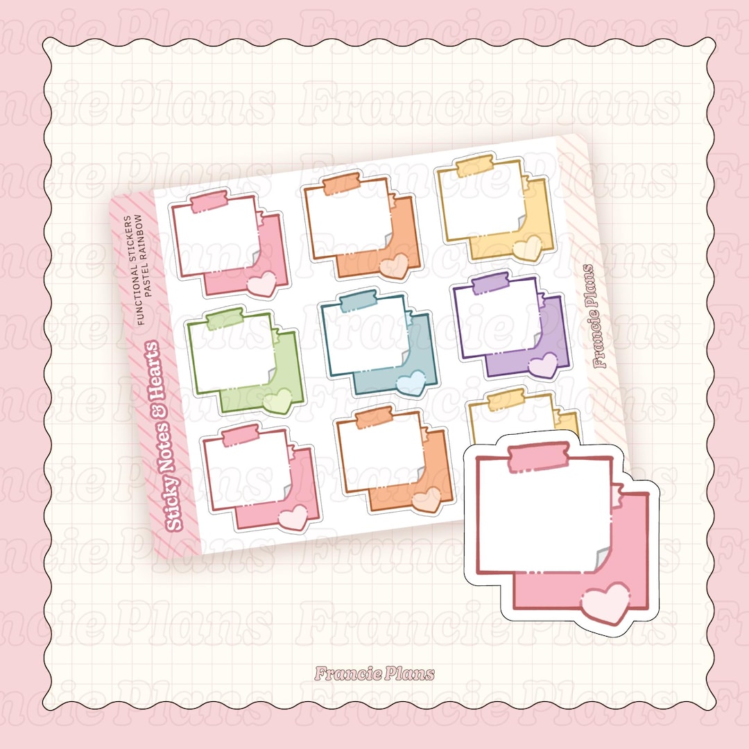 Sticky Notes Collage Sticker Sheet / Blank Doodle Box Planner Stickers ...
