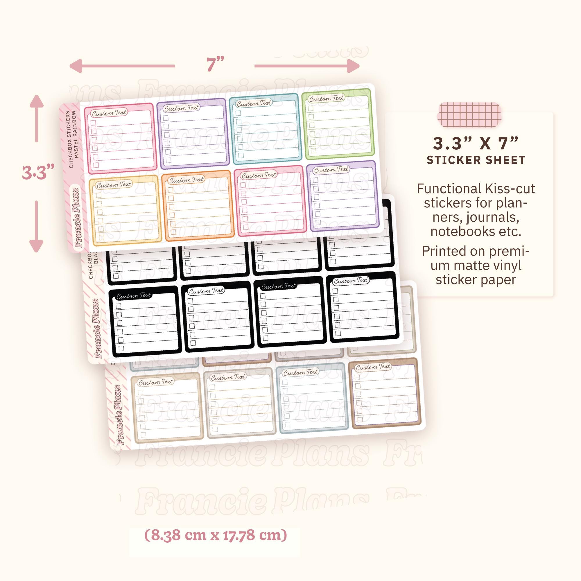 Content List Sticker Custom Checklist Sticker Sheet / Customizable Functional Planner ...