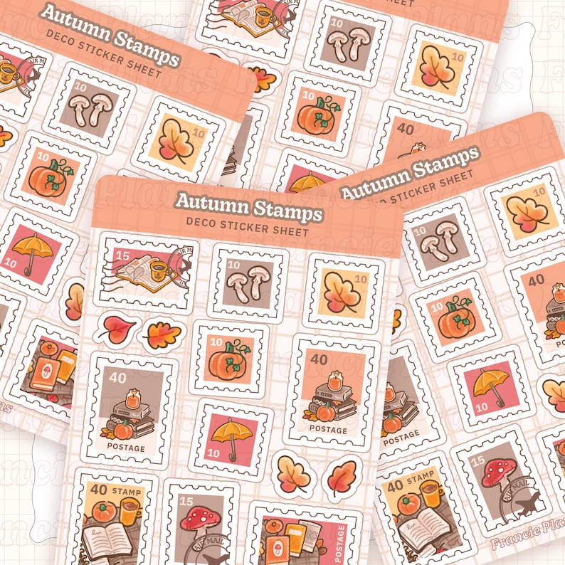 Autumn Stamps Sticker Sheet / Fall Planner Stickers - Etsy