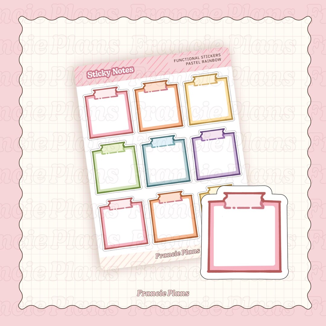 Sticky Note Sticker Sheet / Blank Doodle Box Planner Stickers - Etsy