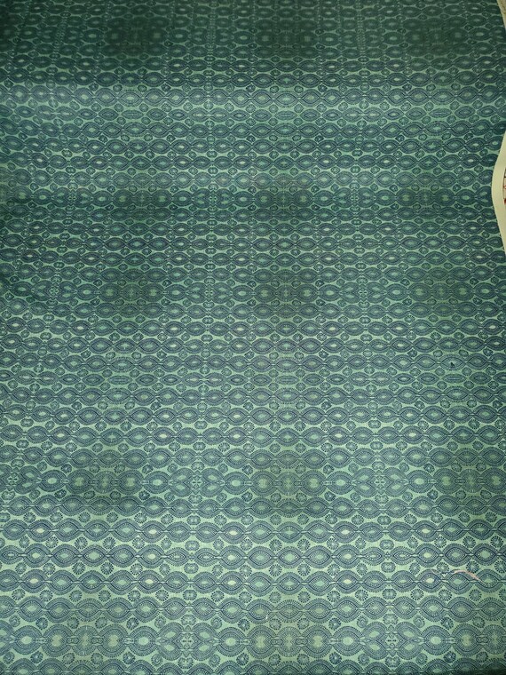 Designer Cotton Fabric, Teal Geometric Print, Quilting Material By The Yard