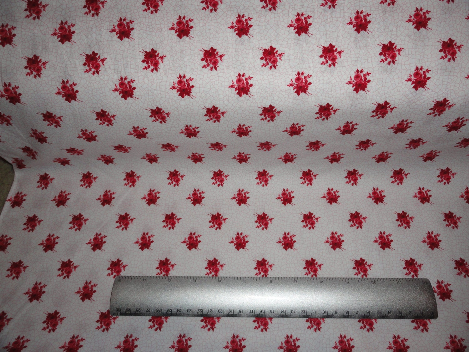 Tiny Red Rose Fabric Rosebud Cotton Material Cotton Fabric Red Roses Small Rose Fabric