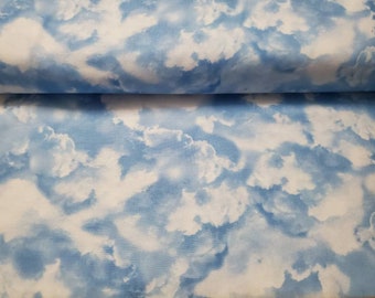 Clouds and Sky Fabric, 100% Cotton Fabric, Cotton Fabric, Blue Sky, Cotton Material,  DIY, Sewing,