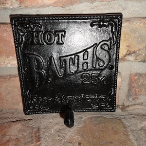 Baño rústico, Gancho para toallas, Decoración de pared, Letrero de baño vaquero, Estilo antiguo, Hierro fundido, Letrero de baño, Estilo rústico occidental, cottagexpressions