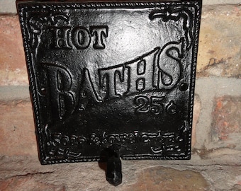 Antique Style Cast Iron Towel Hook, Country Bathroom Sign