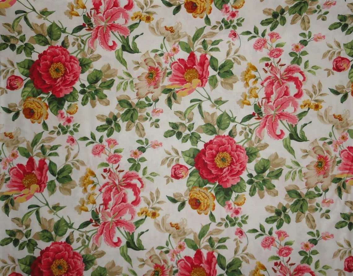 ROSE FABRIC 100% Cotton Fabric by the Yard Cottage Roses - Etsy