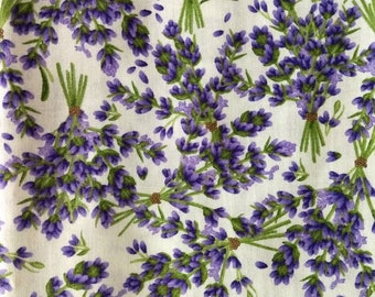 Lavender Flowers Cotton Fabric By Robert Kaufman,  By the Yard, Cotton Material, Quilting Material, 100% Cotton Fabric, Fast Shipping,