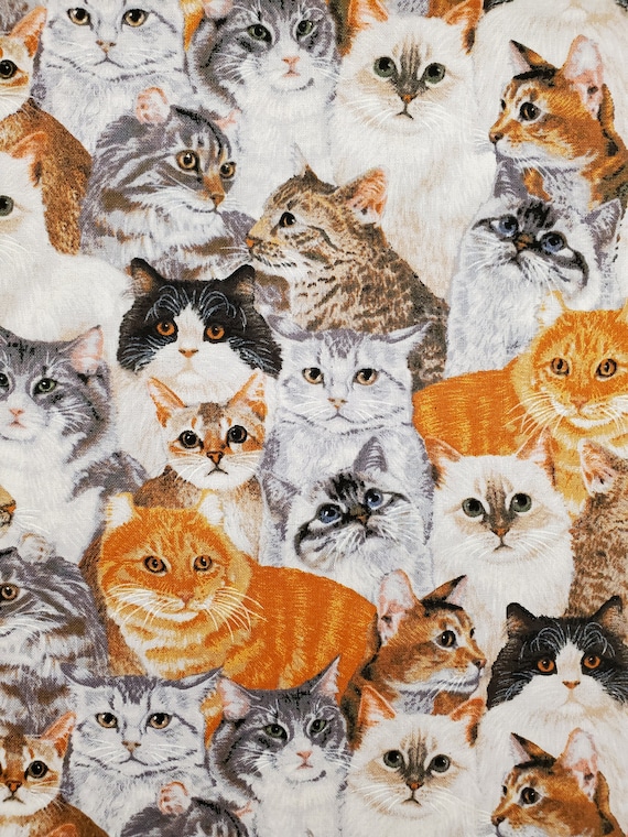 Cat Fabric Cotton Fabric Cotton Material Sewing Animal - Etsy