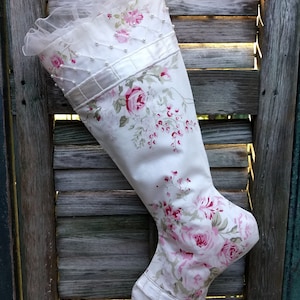 Unique Gifts, Handmade Stockings, One of a Kind, Handmade Christmas Stockings, Wedding, Rose Chic Shabby, Home Decor,