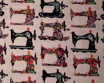 Rose Fabric, Roses, Vintage Sewing Machine, Quilting Fabric, Cotton Material, Pink Fabric, Nostalgia,