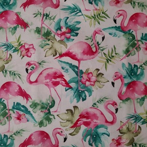 Flamingo Fabric, Cotton Fabric, Cotton Material, By the Yard, Tropical, Flamingo, DIY Sewing,