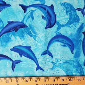 Dolphin Fabric, Beach Theme 100% Cotton Material, By the Yard bild 3