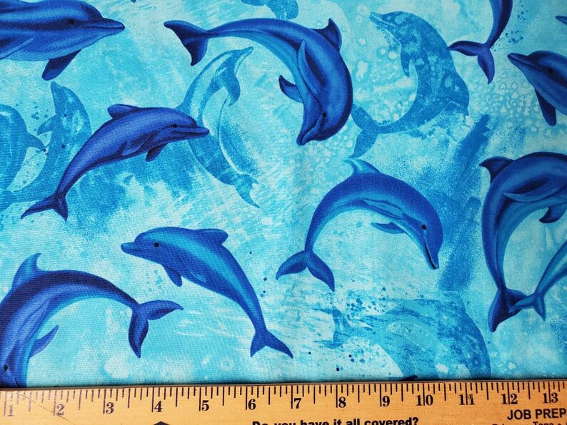 Dolphin Fabric, Beach Theme 100% Cotton Material, By the Yard bild 3