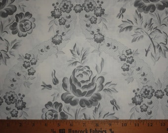 Cabbage Rose Cotton Fabric, Vintage Inspired Floral Quilting