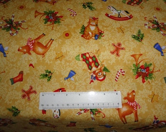 Christmas fabric, Cotton Material, Gingerbread, Angels, Cats, Candy Canes, DIY Christmas Stockings, Mistletoe, Kids Crafts, By the yard,