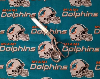 Tela de algodón de los Miami Dolphins, estampado del equipo deportivo de la NFL, cortada a medida