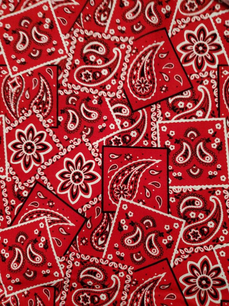 Cotton Material Red Bandana Fabric Bandana Cotton Fabric Etsy