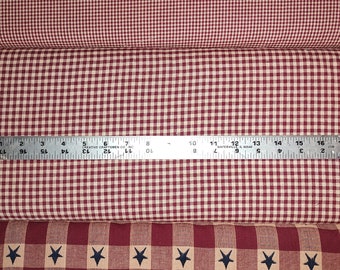 Homespun Fabric, Cotton Fabric, Cotton Material, Farmhouse, Country, Barn Red Check, DIY, Crafting, Fat Quarters, Sewing,