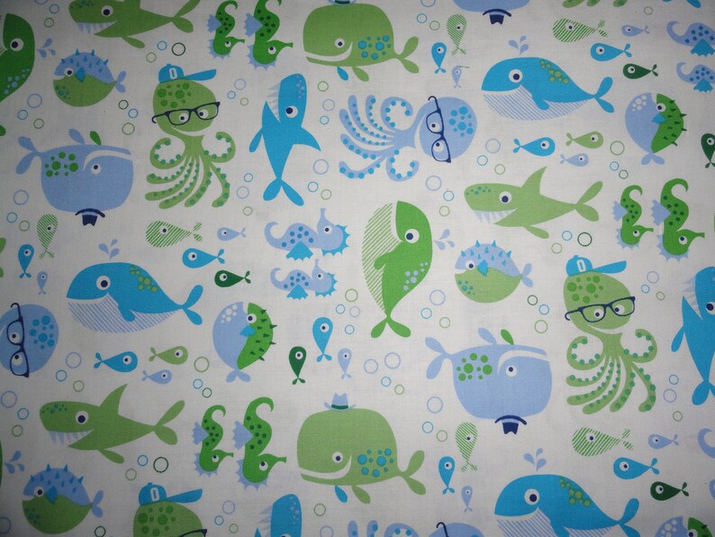 Beach Fabric By The Yard Fat Quarter Cotton Kid Fabric Diy Decor Sharks Whales Fish Seahorse Quilting Sewing Cotton Craft Ideas
