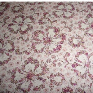 Cotton Fabric by the yard,  Daisy and Roses Lavender Fabric,  Cotton Quilting Fabric,