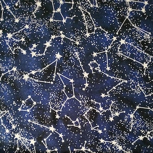 Star Constellation, Star Fabric, Cotton Fabric, Glow in the dark Fabric, Celestial Sphere, Cotton Material,