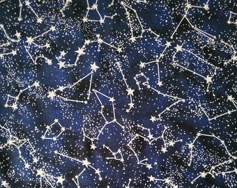 Star Constellation, Star Fabric, Cotton Fabric, Glow in the dark Fabric, Celestial Sphere, Cotton Material,