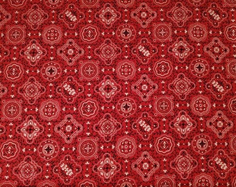 Cotton Material, Cotton Fabric, Bandana Fabric, Western Fabric, Country Fabric, Red Bandana Fabric, Fat Quarters, By the yard, Sewing,