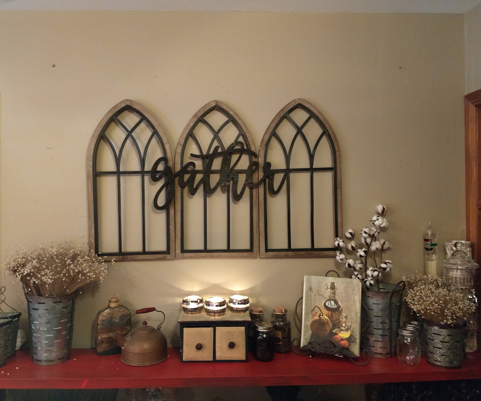 Gather Wall Decor / Farmhouse / Gather Sign / Cathedral Arch / Etsy