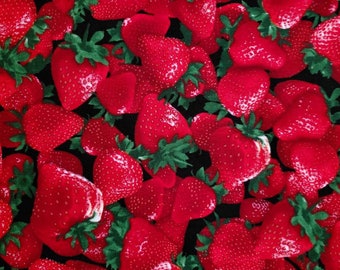 Strawberry Fabric, Cotton Material, Strawberries, Cotton Fabric, Fruit Fabric, Designer Fabric, Fabric by the Yard,