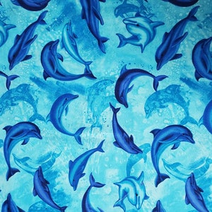 Dolphin Fabric, Beach Fabric, 100% Cotton Fabric, Cotton Material, By the Yard,