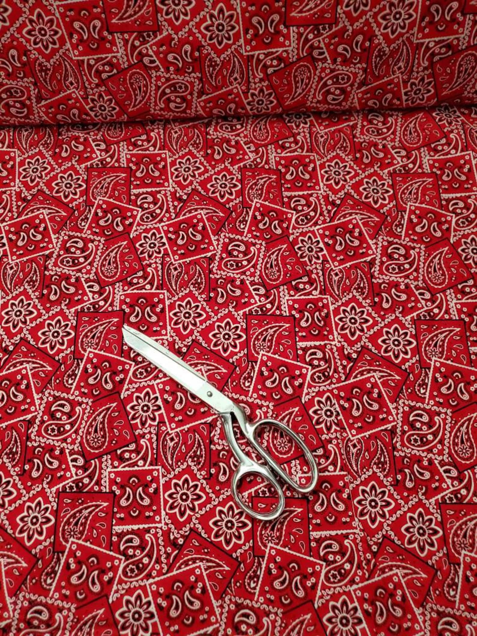 Cotton Material Red Bandana Fabric Bandana Cotton Fabric Etsy