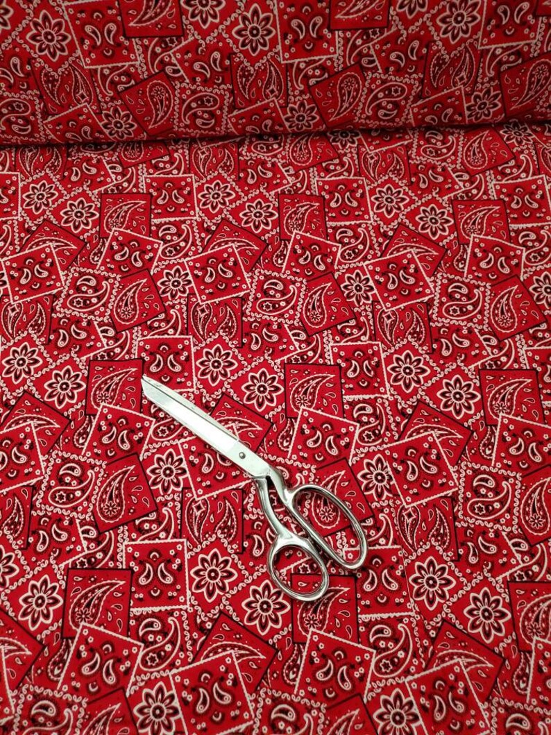 Cotton Material Red Bandana Fabric Bandana Cotton Fabric Etsy
