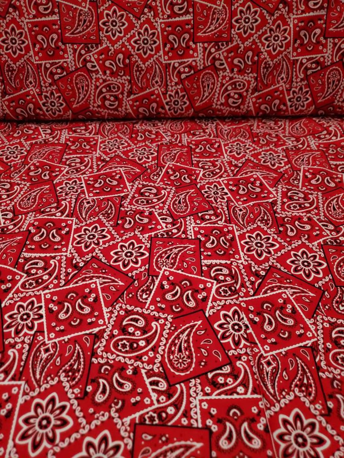 Cotton Material Red Bandana Fabric Bandana Cotton Fabric Etsy