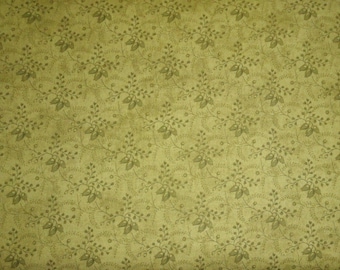 Sage Green Floral Cotton Fabric, Quilting Sewing Material