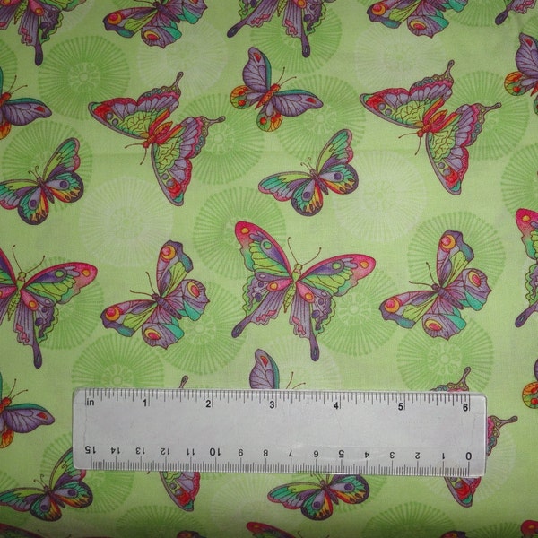 Butterflies, Dandelions, Cotton Fabric, Quilting Material, Fat Quarters, DIY Crafts, Home Decor, Bedding, Pillows, Rainbow Colors,