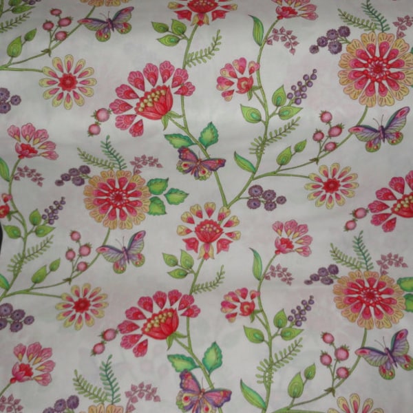 Cotton Material, Butterflies, Dandelions, Cotton Fabric, Springtime Fabric, Fat Quarters, DIY, Home Decor, Bedding, Pillows, Rainbow Colors,